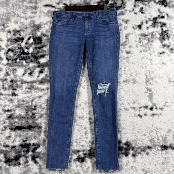 Adriano Goldschmied Legging Ankle Jeans Womens 27R Distressed Skater Stretch - Picture 1 of 16